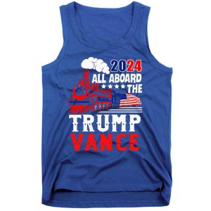 All Aboard The Trump Train 2024 Usa Flag Trump Vance 2024 Tank Top