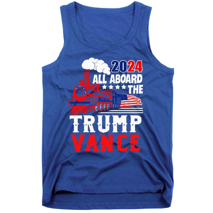 All Aboard The Trump Train 2024 Usa Flag Trump Vance 2024 Tank Top