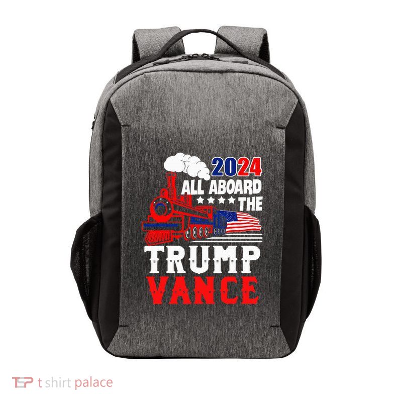 All Aboard The Trump Train 2024 Usa Flag Trump Vance 2024 Vector Backpack