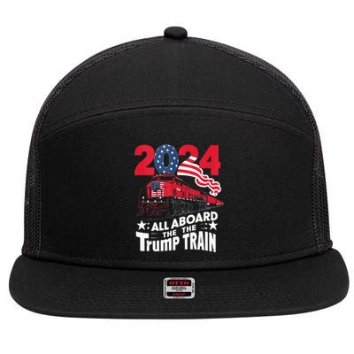 All Aboard The Trump Train 7 Panel Mesh Trucker Snapback Hat