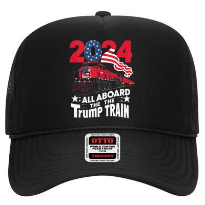 All Aboard The Trump Train High Crown Mesh Back Trucker Hat