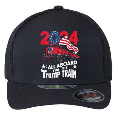 All Aboard The Trump Train Flexfit Unipanel Trucker Cap