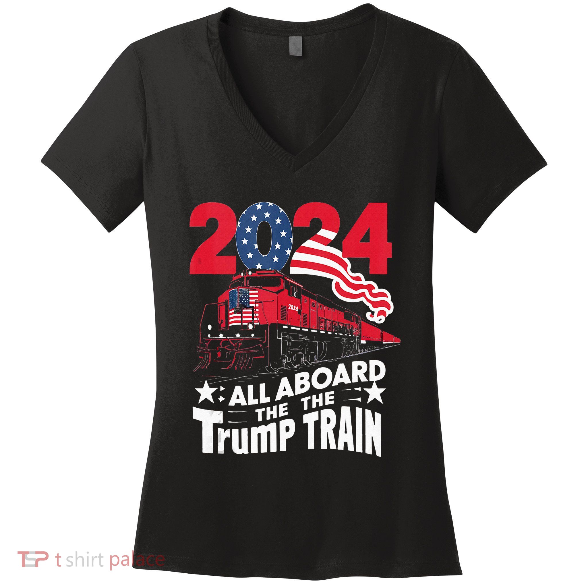 All Aboard The Trump Train Women's V-Neck T-Shirt