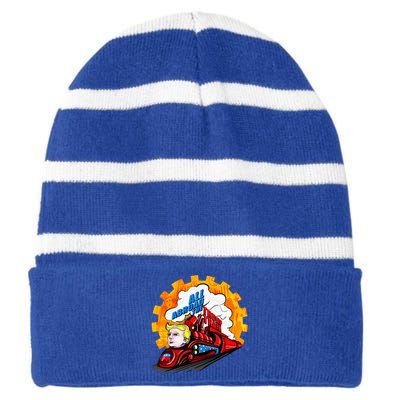 All Abroad The Trump Train 2024 Future Is Bright Striped Beanie with Solid Band