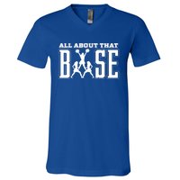 All About That Base Cheerleading Funny Gift Cheer Funny Gift Cheer Cool Gift V-Neck T-Shirt