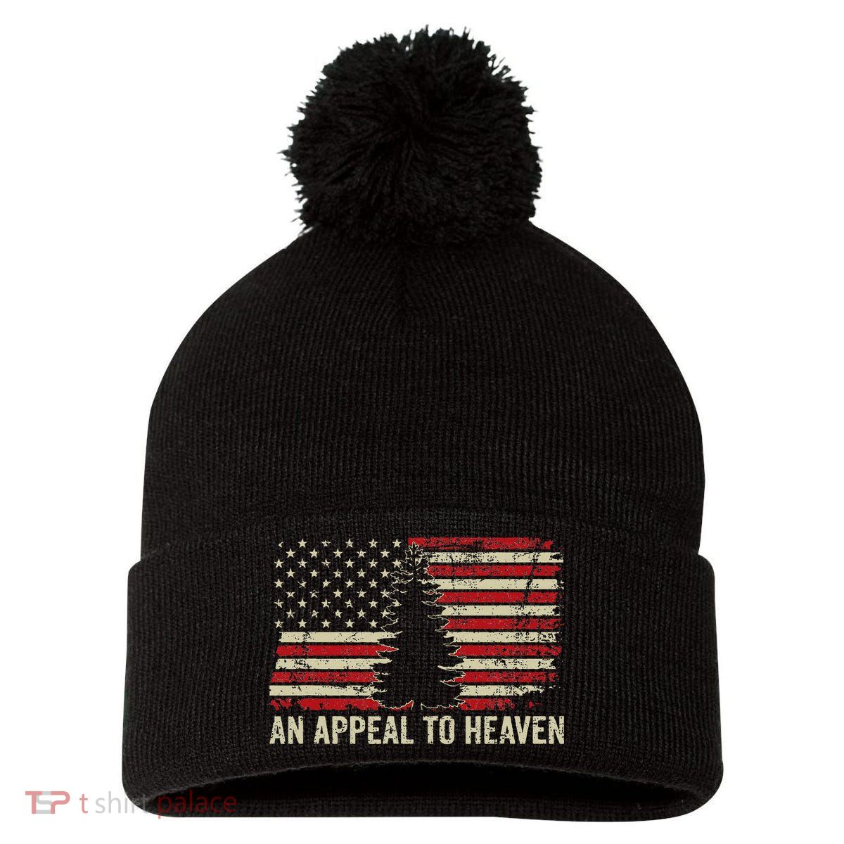 An Appeal To Heaven Usa Revolution Pine Tree American Flag Pom Pom 12in Knit Beanie
