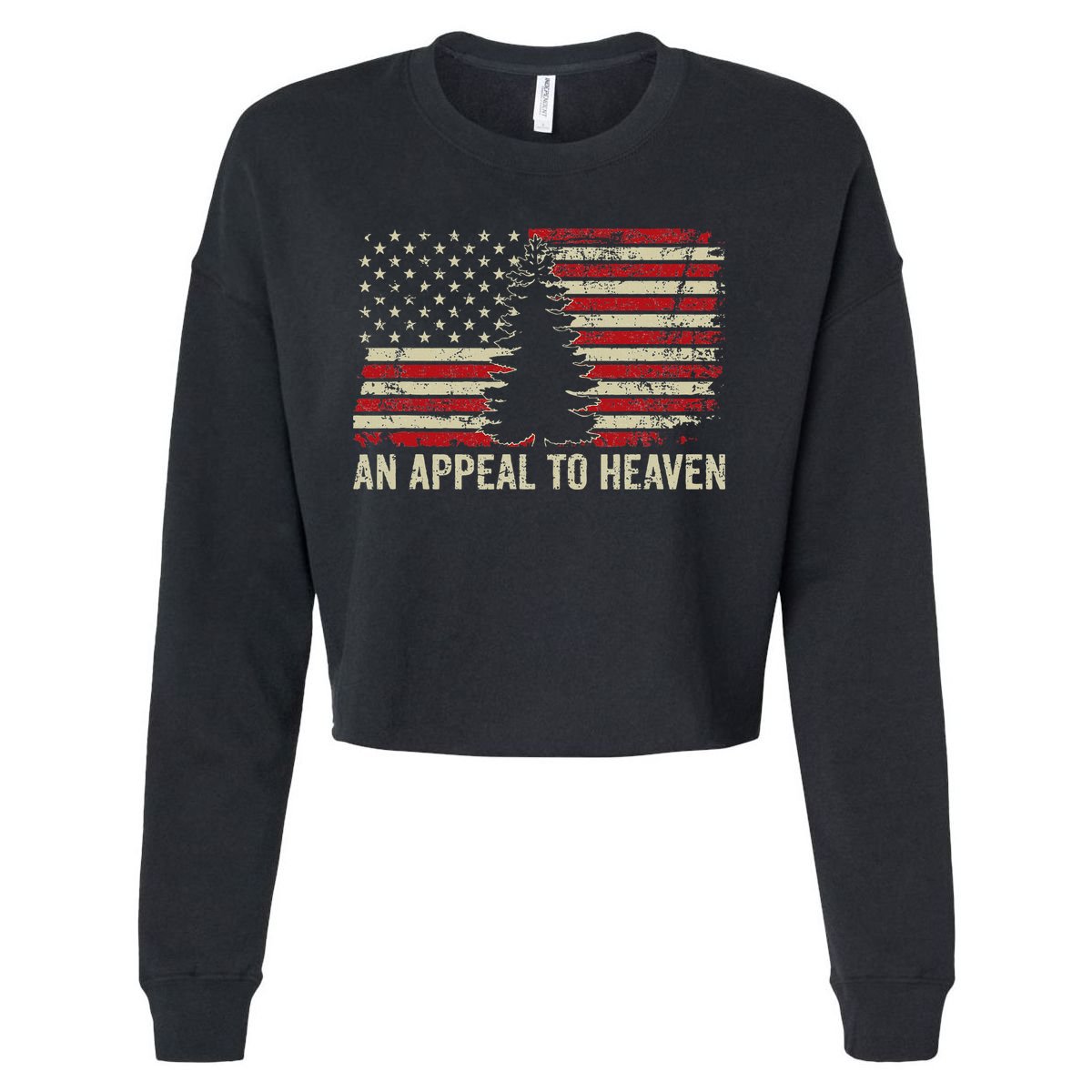 An Appeal To Heaven Usa Revolution Pine Tree American Flag Cropped Pullover Crew