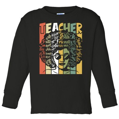 African American Teacher Hair Afro African Black Teachers Toddler Long Sleeve Shirt