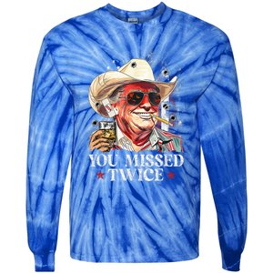 Assassination Attempt Trump 2024 You Missed Twice Tie-Dye Long Sleeve Shirt