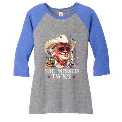 Assassination Attempt Trump 2024 You Missed Twice Women's Tri-Blend 3/4-Sleeve Raglan Shirt