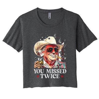 Assassination Attempt Trump 2024 You Missed Twice Women's Crop Top Tee