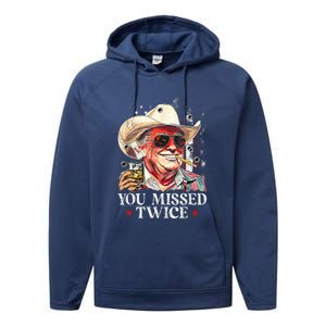 Assassination Attempt Trump 2024 You Missed Twice Performance Fleece Hoodie