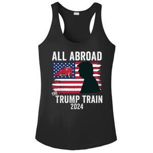 All Aboard The Trump Train 2024 With Grudge Usa Flag & Red Train Ladies PosiCharge Competitor Racerback Tank