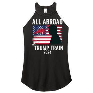 All Aboard The Trump Train 2024 With Grudge Usa Flag & Red Train Women's Perfect Tri Rocker Tank