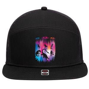 Alien Abduction Trex Loch Ness Bigfoot Funny Ufo 7 Panel Mesh Trucker Snapback Hat