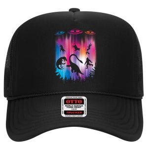 Alien Abduction Trex Loch Ness Bigfoot Funny Ufo High Crown Mesh Back Trucker Hat