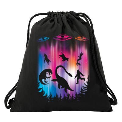 Alien Abduction Trex Loch Ness Bigfoot Funny Ufo Drawstring Bag