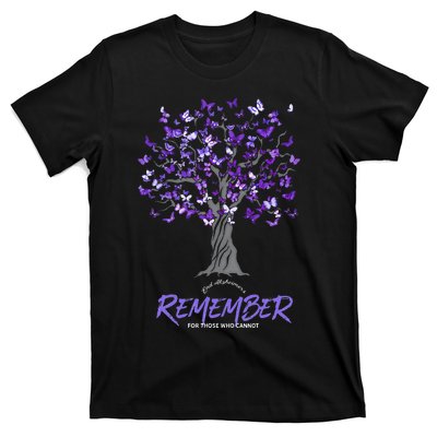 Alzheimer Awareness Tee For Men And Women Purple Butterfly T-Shirt