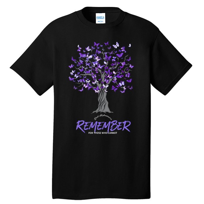 Alzheimer Awareness Tee For Men And Women Purple Butterfly Tall T-Shirt