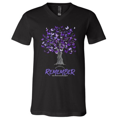 Alzheimer Awareness Tee For Men And Women Purple Butterfly V-Neck T-Shirt