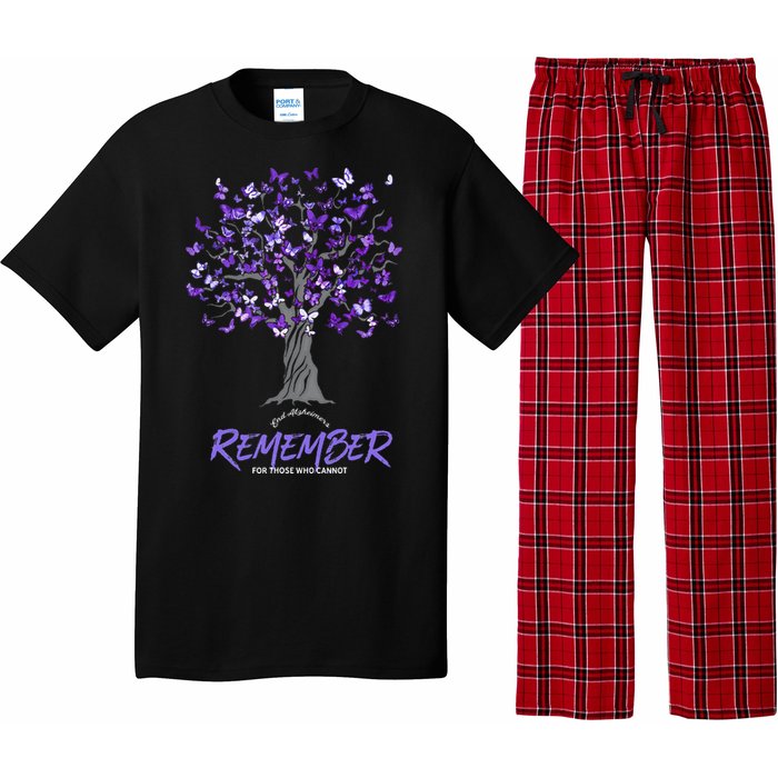 Alzheimer Awareness Tee For Men And Women Purple Butterfly Pajama Set