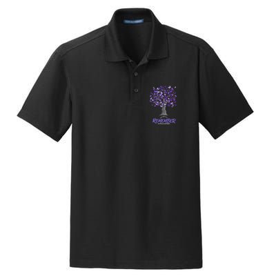 Alzheimer Awareness Tee For Men And Women Purple Butterfly Dry Zone Grid Polo