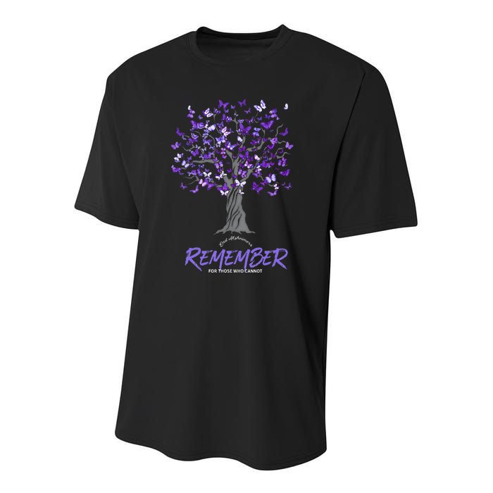 Alzheimer Awareness Tee For Men And Women Purple Butterfly Youth Performance Sprint T-Shirt