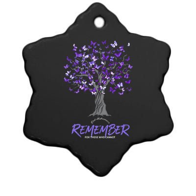 Alzheimer Awareness Tee For Men And Women Purple Butterfly Ceramic Star Ornament