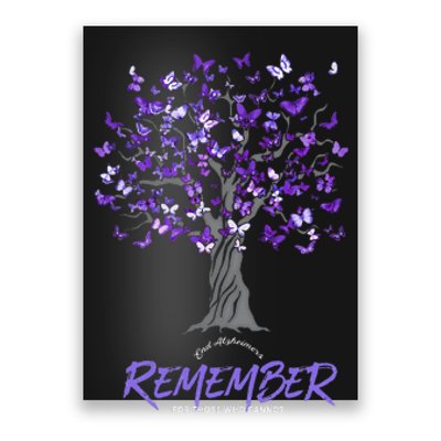 Alzheimer Awareness Tee For Men And Women Purple Butterfly Poster