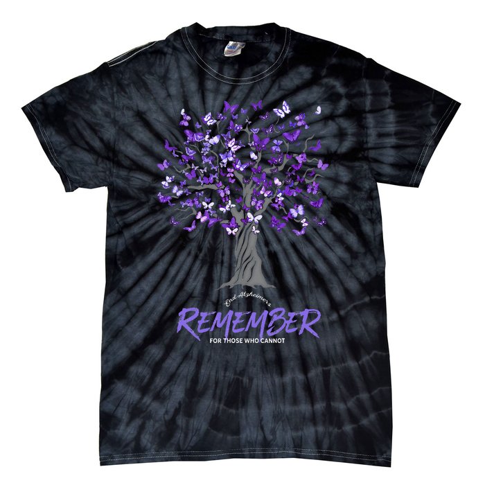 Alzheimer Awareness Tee For Men And Women Purple Butterfly Tie-Dye T-Shirt