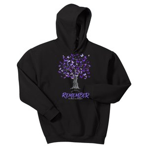 Alzheimer Awareness Tee For Men And Women Purple Butterfly Kids Hoodie