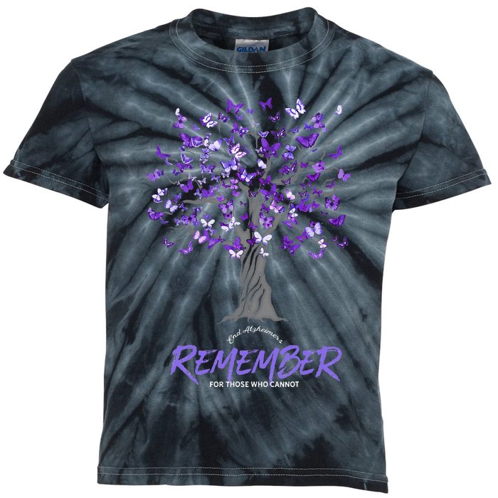 Alzheimer Awareness Tee For Men And Women Purple Butterfly Kids Tie-Dye T-Shirt