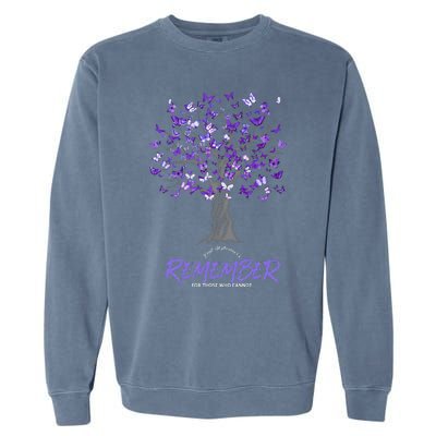 Alzheimer Awareness Tee For Men And Women Purple Butterfly Garment-Dyed Sweatshirt