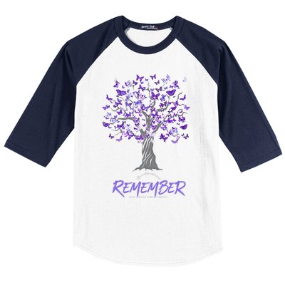 Alzheimer Awareness Tee For Men And Women Purple Butterfly Baseball Sleeve Shirt