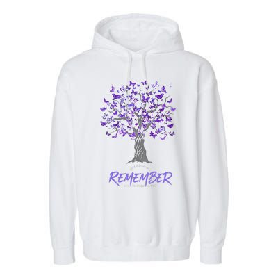 Alzheimer Awareness Tee For Men And Women Purple Butterfly Garment-Dyed Fleece Hoodie