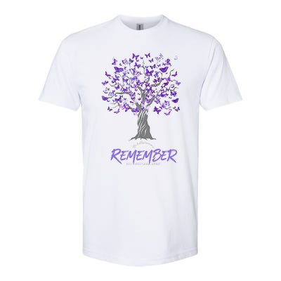 Alzheimer Awareness Tee For Men And Women Purple Butterfly Softstyle CVC T-Shirt