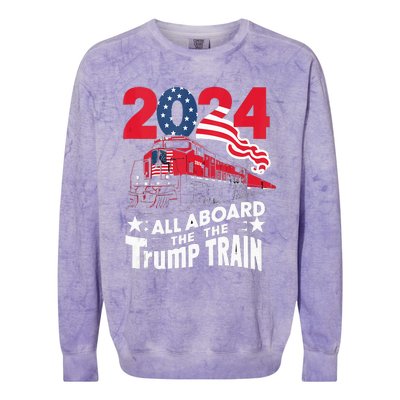 All Aboard The Trump Train Colorblast Crewneck Sweatshirt