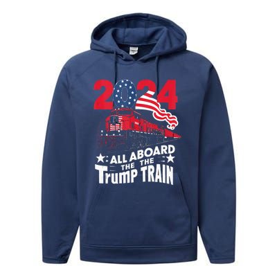 All Aboard The Trump Train Performance Fleece Hoodie