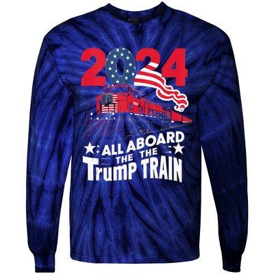 All Aboard The Trump Train Tie-Dye Long Sleeve Shirt