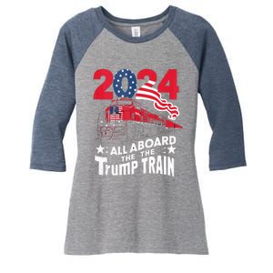 All Aboard The Trump Train Women's Tri-Blend 3/4-Sleeve Raglan Shirt