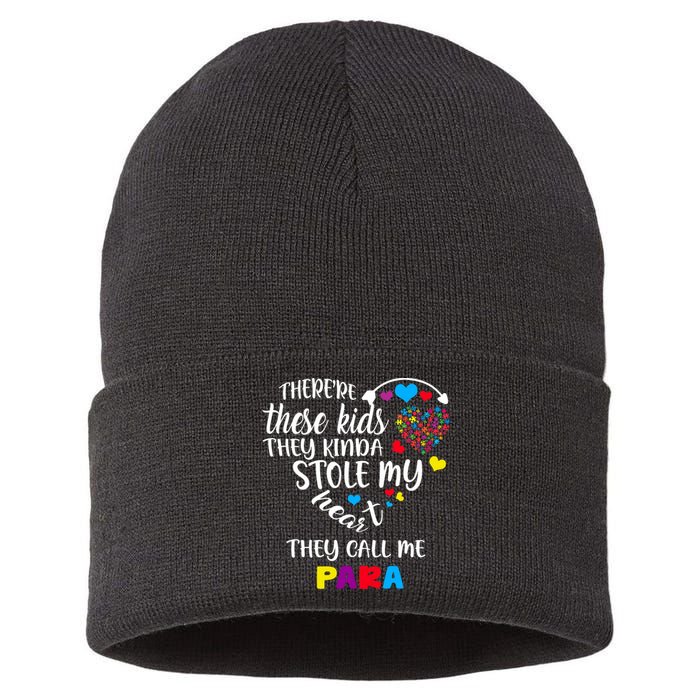 Autism Awareness There’Re They Call Me Para Sustainable Knit Beanie