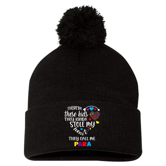 Autism Awareness There’Re They Call Me Para Pom Pom 12in Knit Beanie