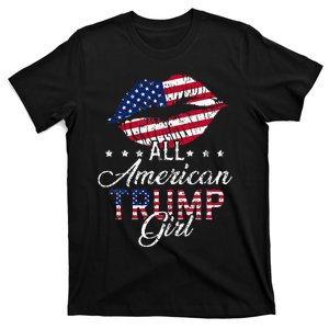 all american trump usa flag lips gop vote 2024 T-Shirt