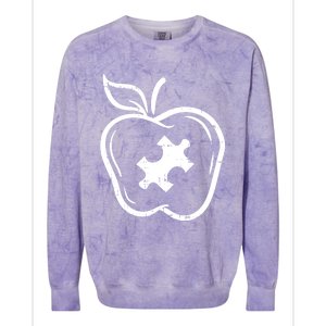 Autism Awareness Teacher Gift Apple Puzzle Autistic Gift Colorblast Crewneck Sweatshirt