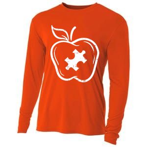 Autism Awareness Teacher Gift Apple Puzzle Autistic Gift Cooling Performance Long Sleeve Crew