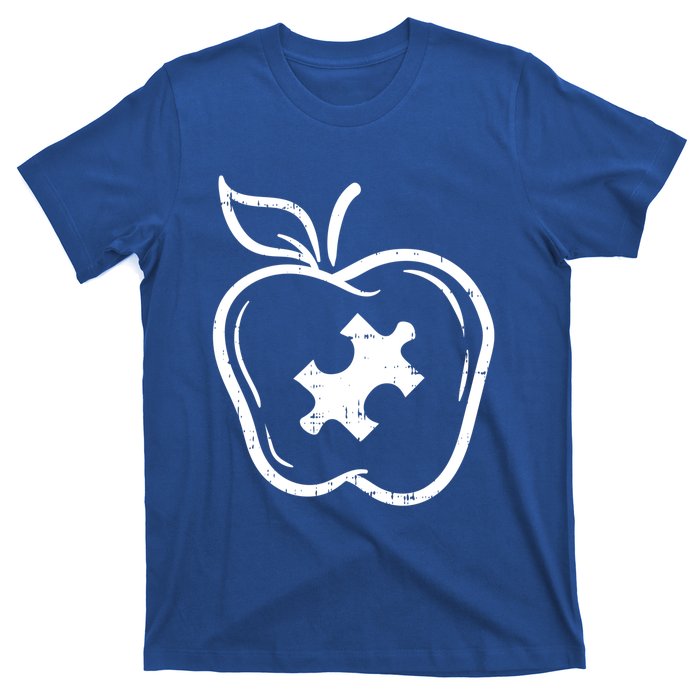 Autism Awareness Teacher Gift Apple Puzzle Autistic Gift T-Shirt