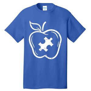 Autism Awareness Teacher Gift Apple Puzzle Autistic Gift Tall T-Shirt