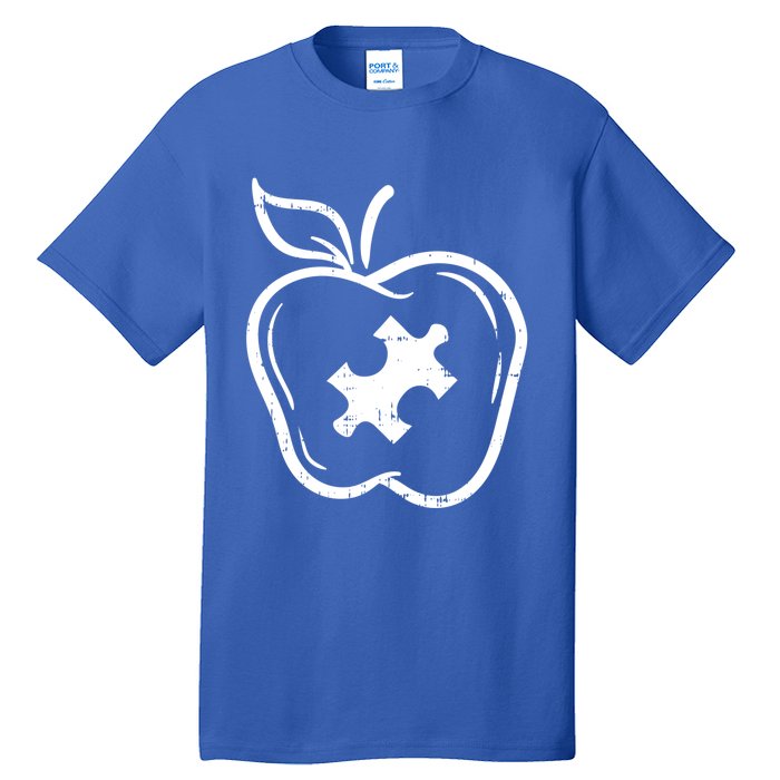 Autism Awareness Teacher Gift Apple Puzzle Autistic Gift Tall T-Shirt