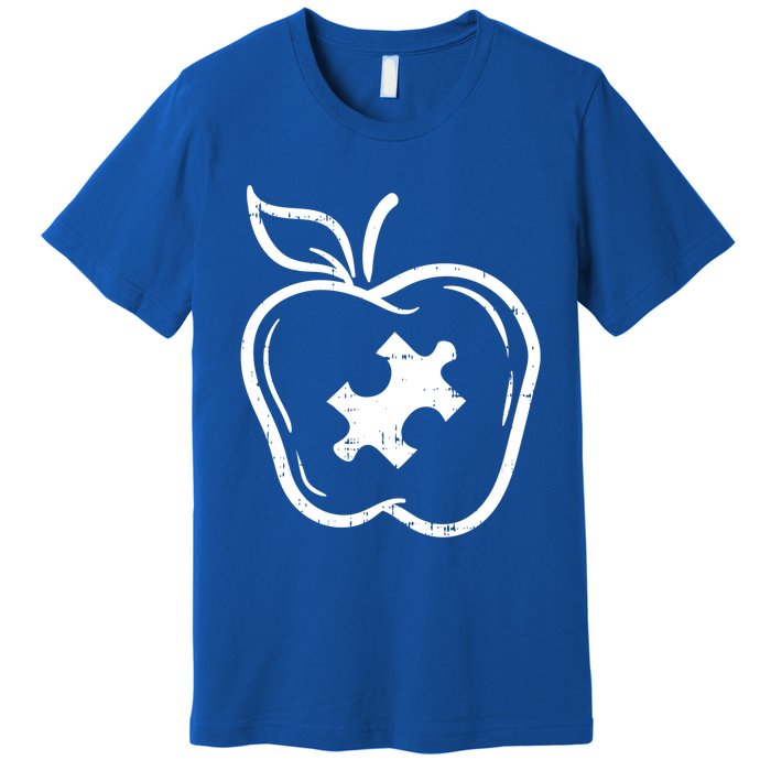 Autism Awareness Teacher Gift Apple Puzzle Autistic Gift Premium T-Shirt