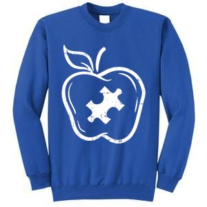 Autism Awareness Teacher Gift Apple Puzzle Autistic Gift Tall Sweatshirt